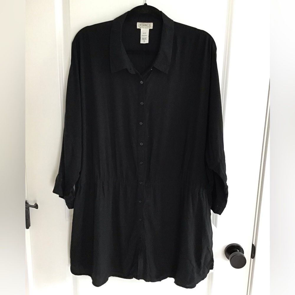 L*SPACE‎ Button Down Shirt Dress in Black Size M/L